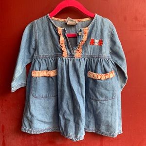 Denim tunic with red and white trim
